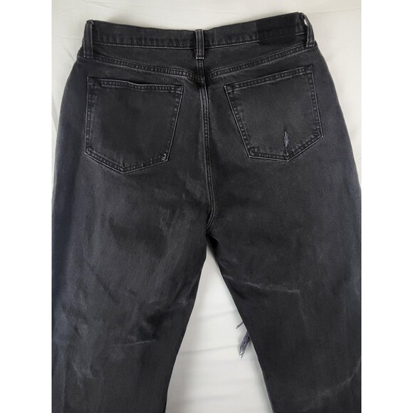 Abercrombie & Fitch Womens Sz 29 The '90s Baggy Low Rise Black Jeans Distressed - Picture 6 of 9